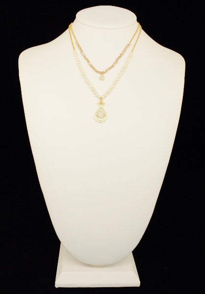 DOBLE CHAIN WITH LALE RHINESTONE PENDANT